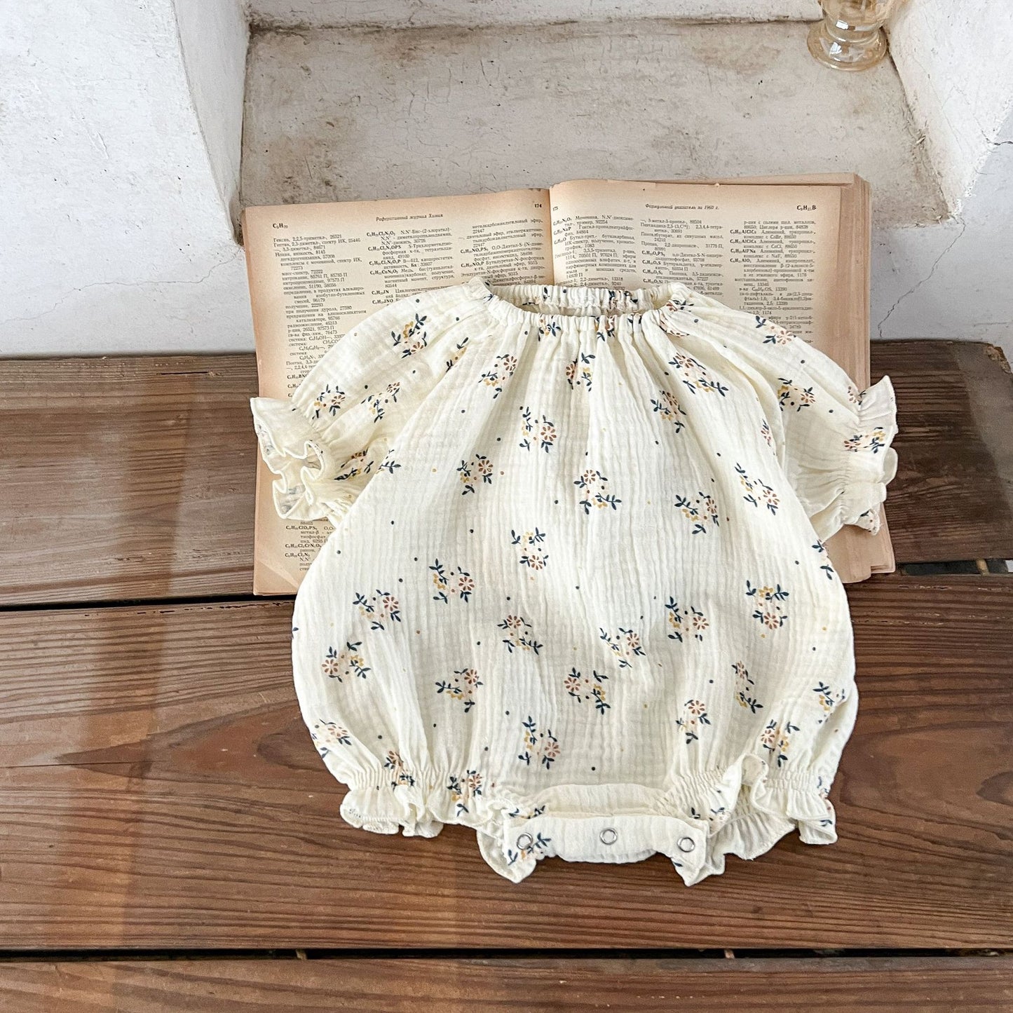 【BABY】コットン花柄半袖ロンパース、キャミロンパース、トップスセット、サロペットSK062112
