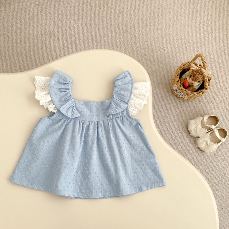 【BABY&KID】夏新作 レースフリル袖セットアップSK071923