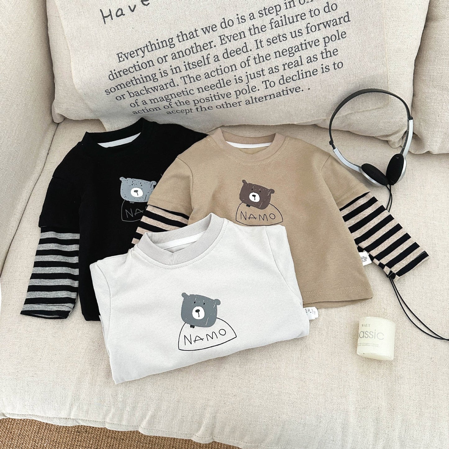 【BABY&KID】レイヤードクマボーダートップスSK051407