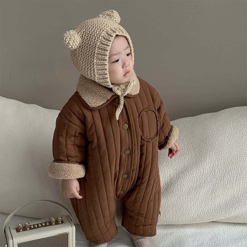 【BABY】冬新作両面きれ中綿キルティング起毛オールインワン 全2色SK11385