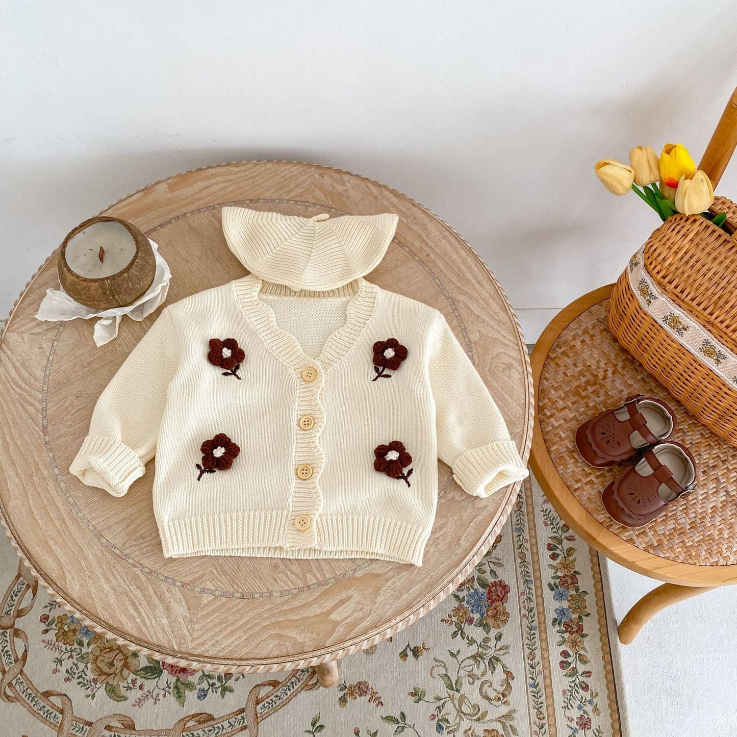 【BABY】フラワー刺繡可愛いカーディガンSK051302