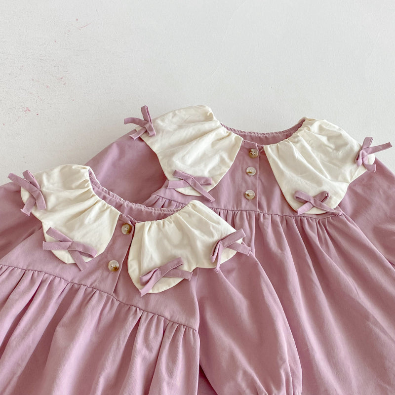 【BABY】蝶結び丸衿ロンパース、ワンピースSK100123
