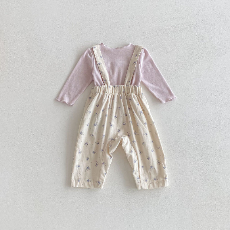 【BABY】小花柄サロペット&ソフトTシャツSK100729