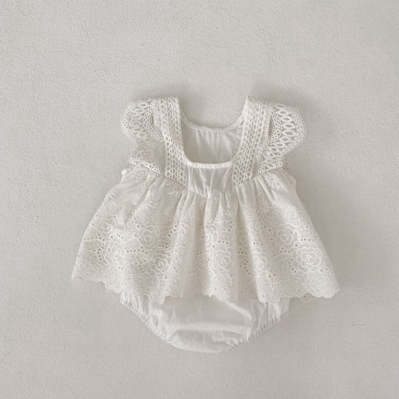 【BABY】夏新作 アイレット刺繍ロンパースSK010222