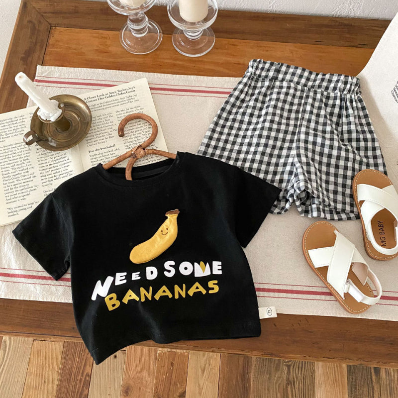 【BABY&KID】夏新作 アルファベットTシャツ&チェックショートパンツSK070210