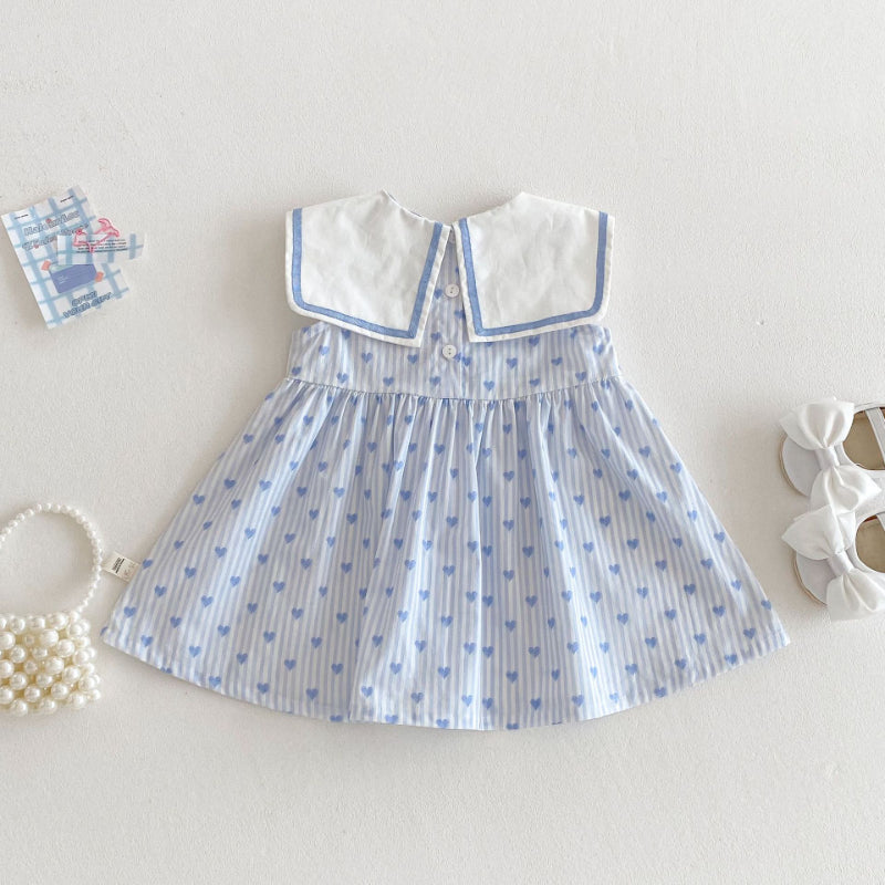 【BABY&KID】夏新作 ハートネイビーセーラーワンピースSK070509
