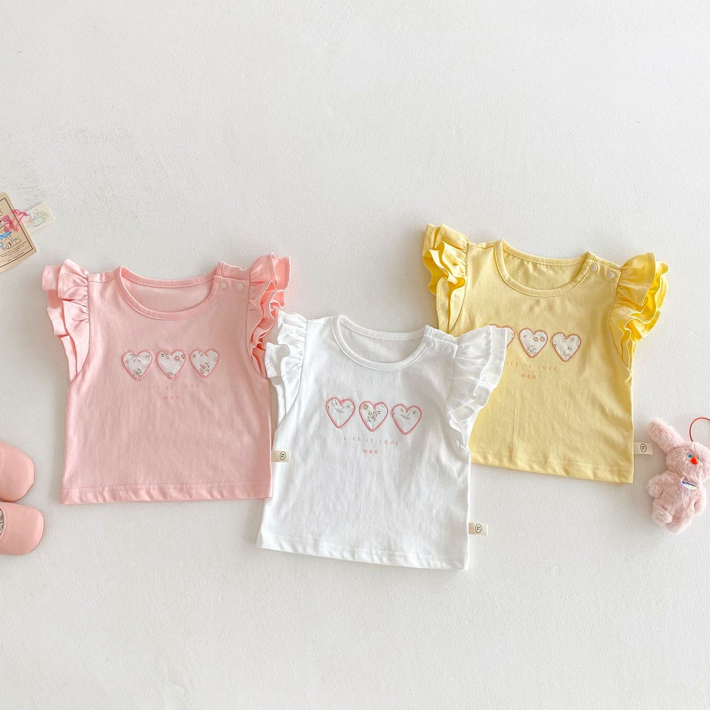 【BABY&KID】夏新作 フライングスリーブ花柄TシャツSKO71211