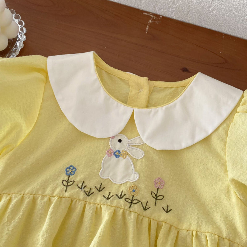 【BABY】夏新作 うさぎ刺繍ロンパースSK070108