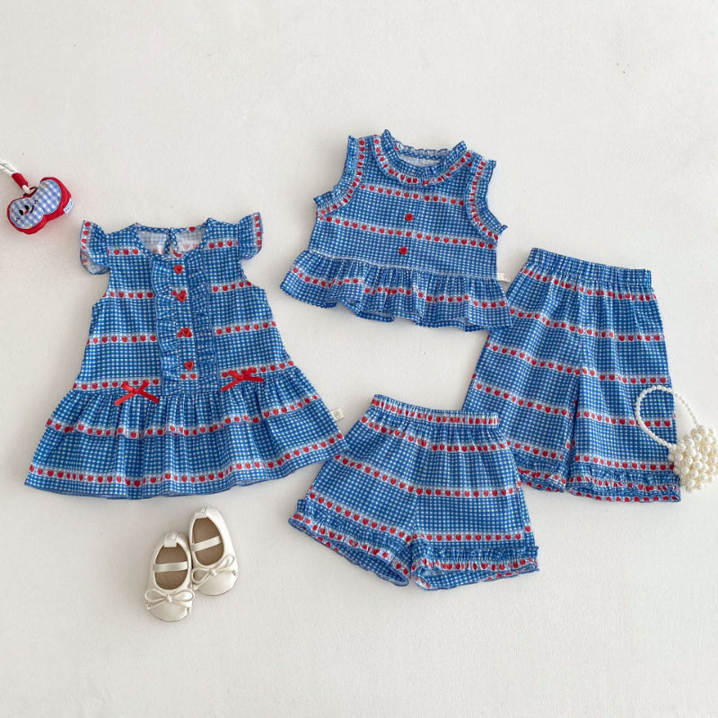 【BABY&KID】夏新作 おしゃれな桜柄シャツ、ワンピース、ショートパンツ、ズボンSK070513