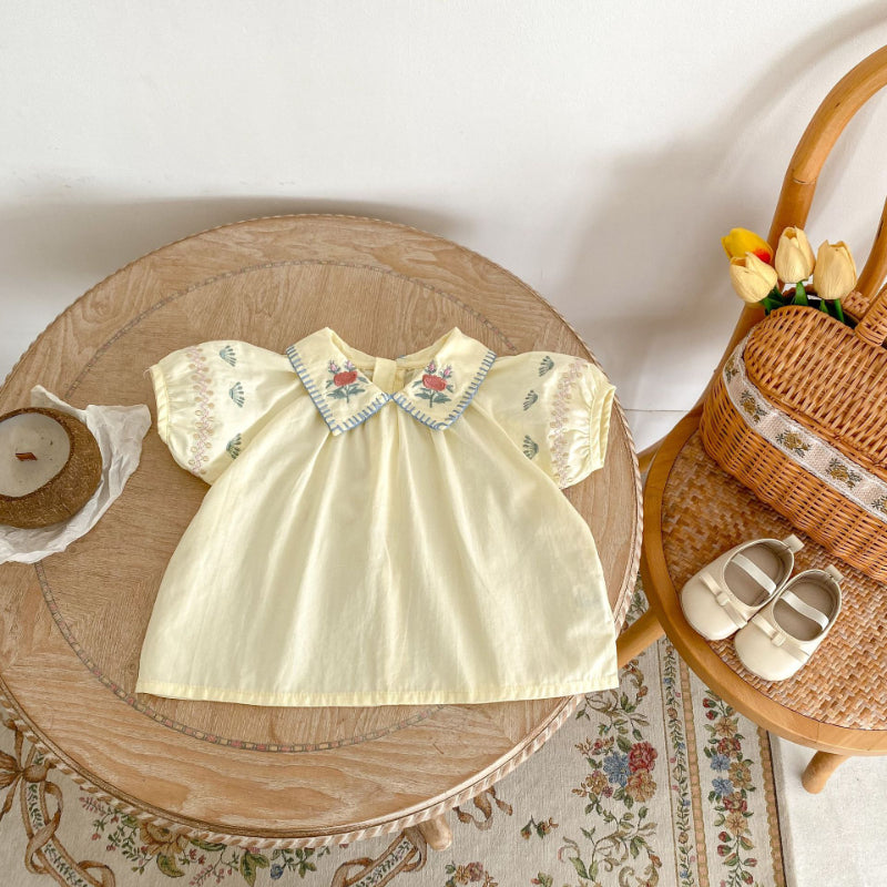 【BABY】夏新作 花柄刺繍襟付きセットアップSK010231