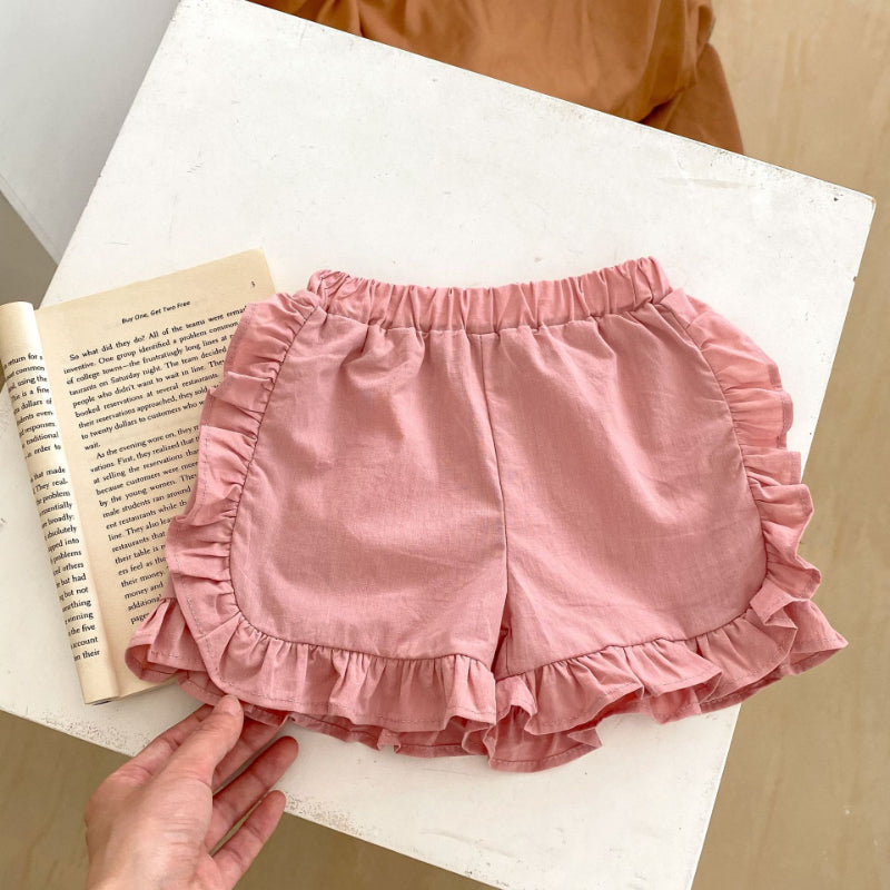 【BABY】夏新作 刺繍入りパフスリーブトップス&フリルショートパンツセットアップSK071919