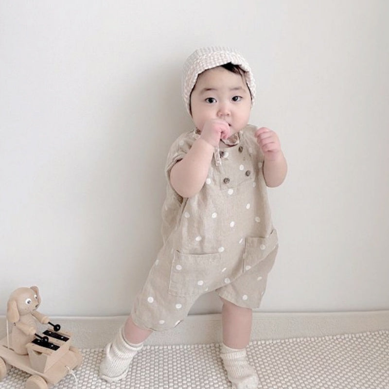 【BABY】夏新作 ドット柄、無地ロンパースSK072019