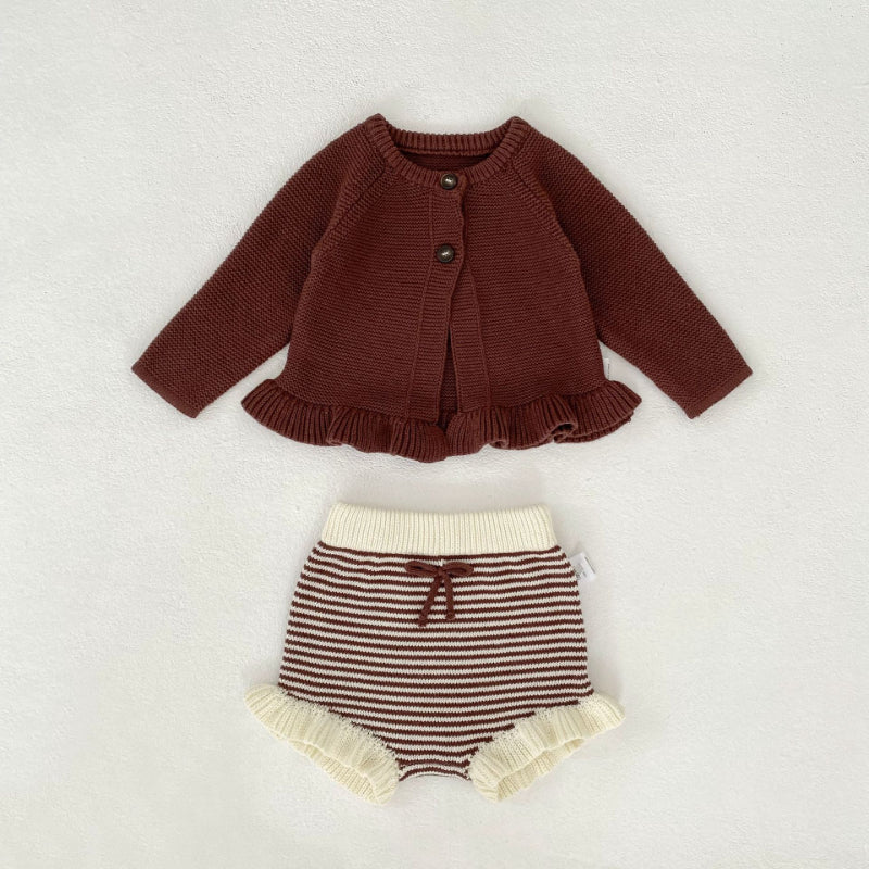 【BABY】フリルニットカーディガン、ショートパンツSK102513