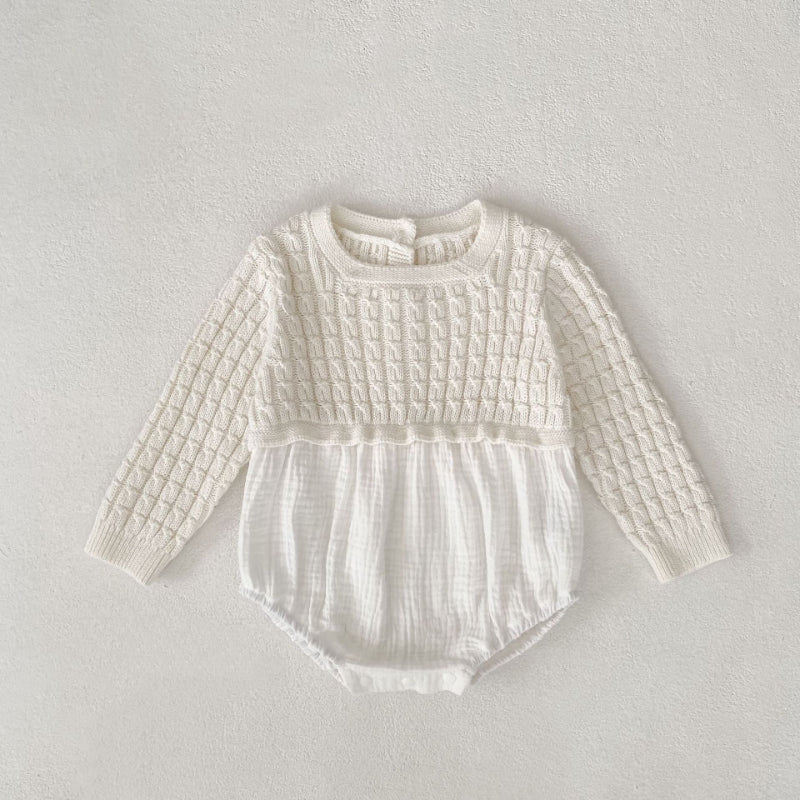 【BABY】ニット切替コットンロンパースSK093007