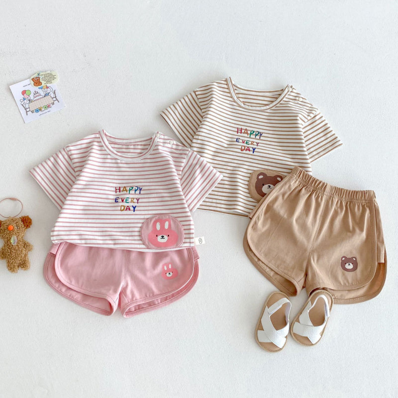 【BABY&KID】夏新作 Happy every dayボーダーセットアップSK070215