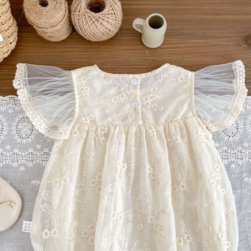 【BABY】夏新作 ジャガード刺繍ロンパースSK081603