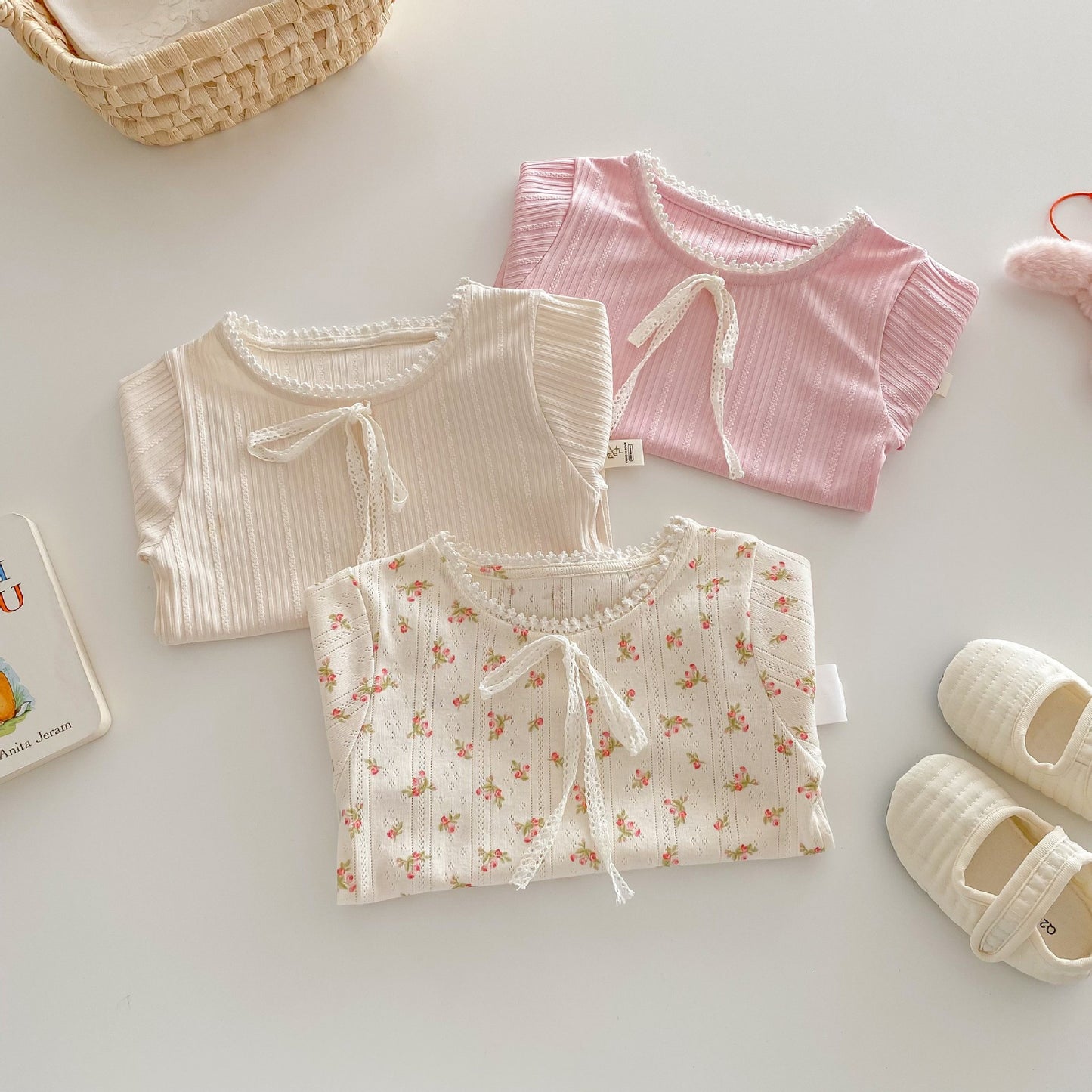 【BABY&KID】夏新作 無地&小花柄コットンTシャツSKO71210