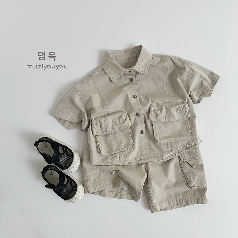 【BABY&KID】夏新作 ポケット付き半袖シャツSK080802