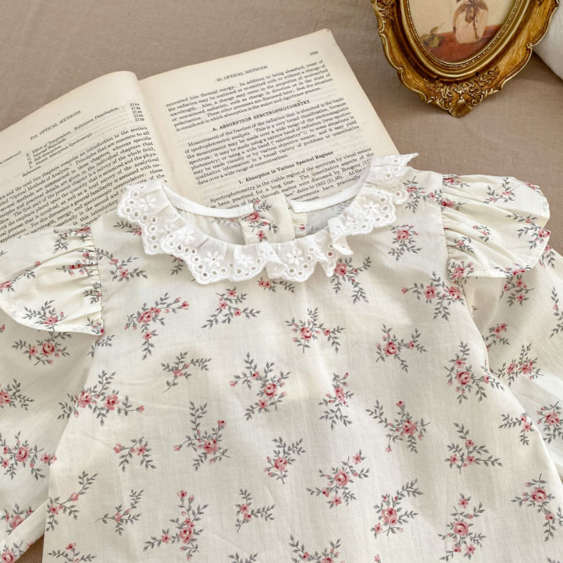 【BABY】刺繍入りオーバーオール、花柄トップスSKO70724