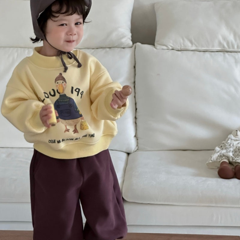 【BABY&KID】アヒル柄厚手スウェット、裏起毛パンツSK102134