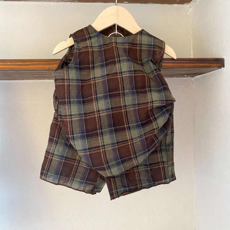 【BABY&KID】夏新作 レトロチェックノースリーブセットアップSK063025