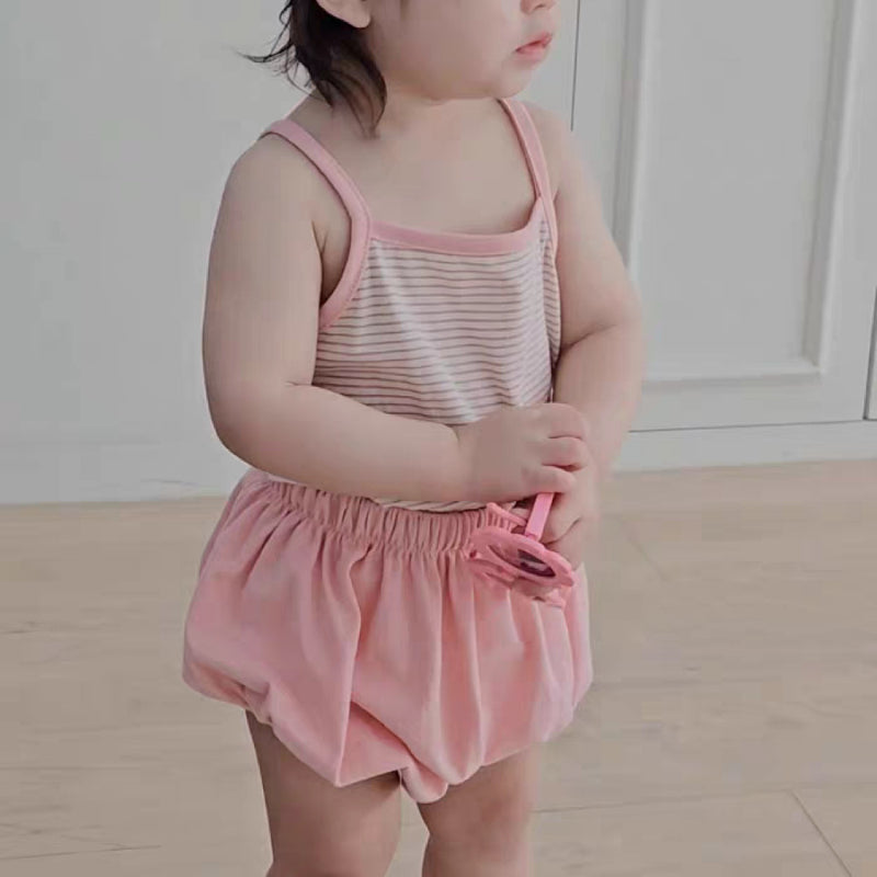 【BABY】夏新作 ボーダーキャミソール&ショートパンツSK082701
