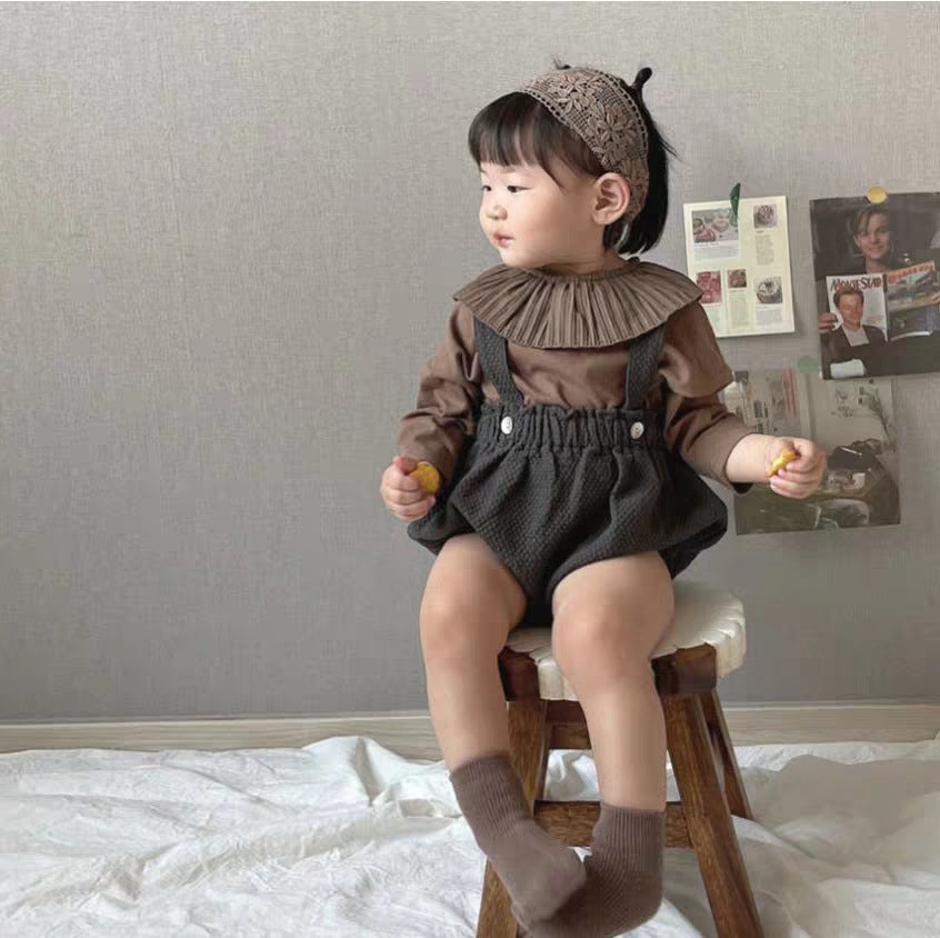 【BABY&KID】韓国風 可愛いフリル襟TシャツSK020915