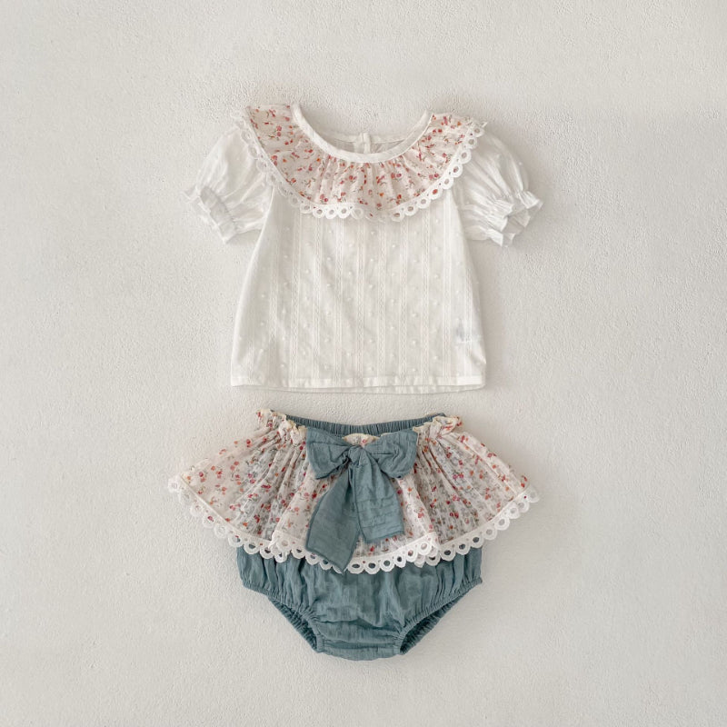 【BABY&KID】夏新作 小花レースセットアップSK090320