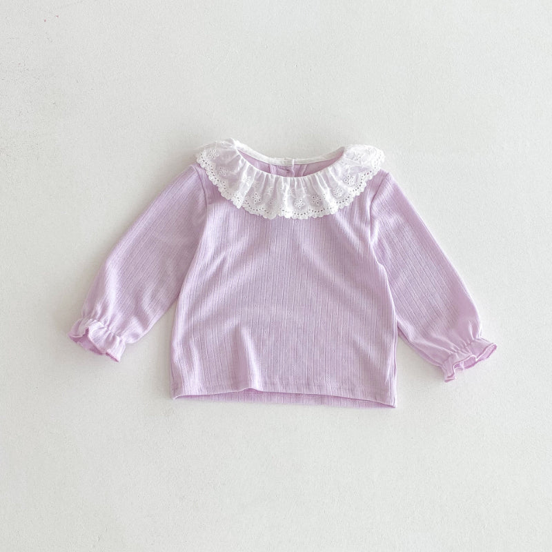 【BABY】レース襟Tシャツ&うさぎサロペットロンパースSK092303