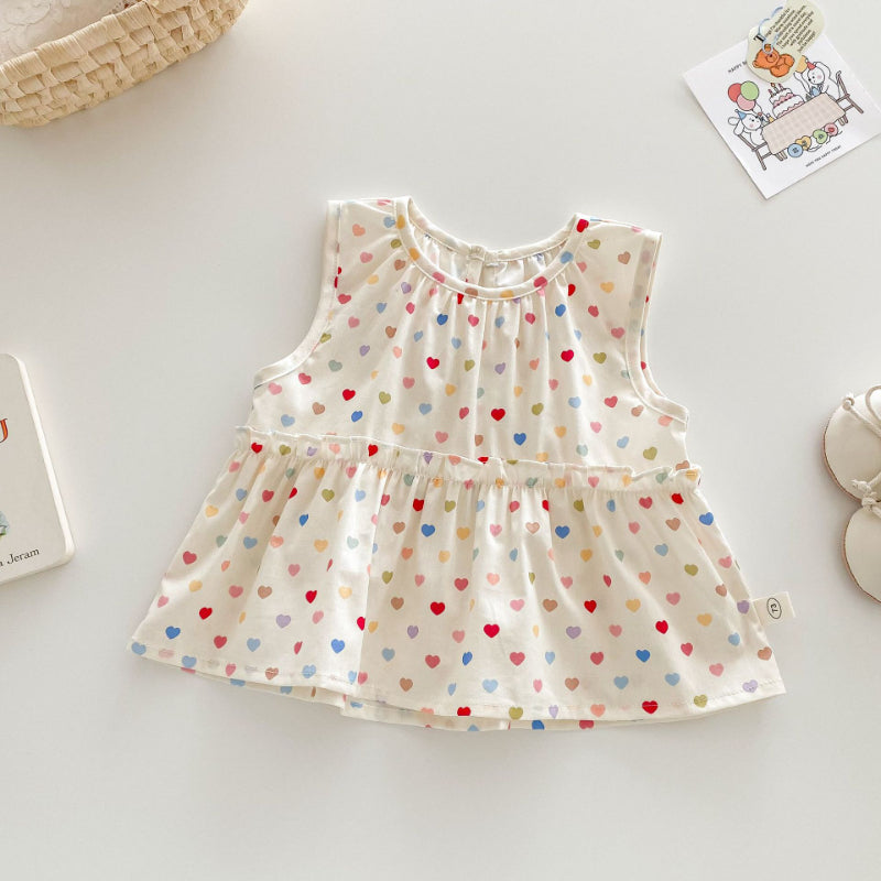 【BABY&KID】夏新作 ハートノースリーブセットSK070201