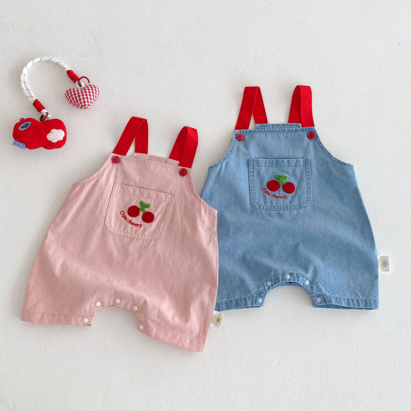 【BABY&KID】夏新作 チェリー柄デニムサロペット、チェリープリントTシャツSK080618