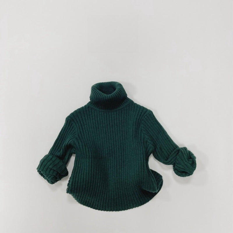 【BABY&KID】レトロハイネック無地セーターSK023014