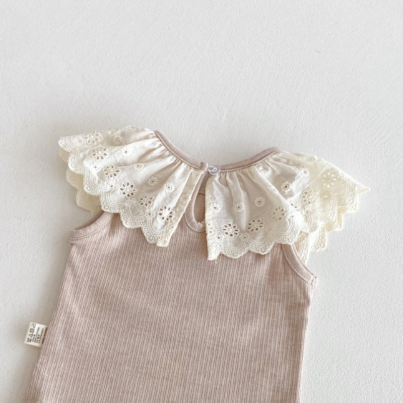 【BABY&KID】夏新作 レースフリル襟セットアップSK082610