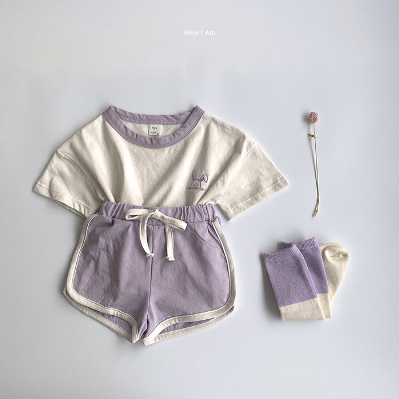 【BABY】夏新作 カートゥーン刺繍セットアップSK082704