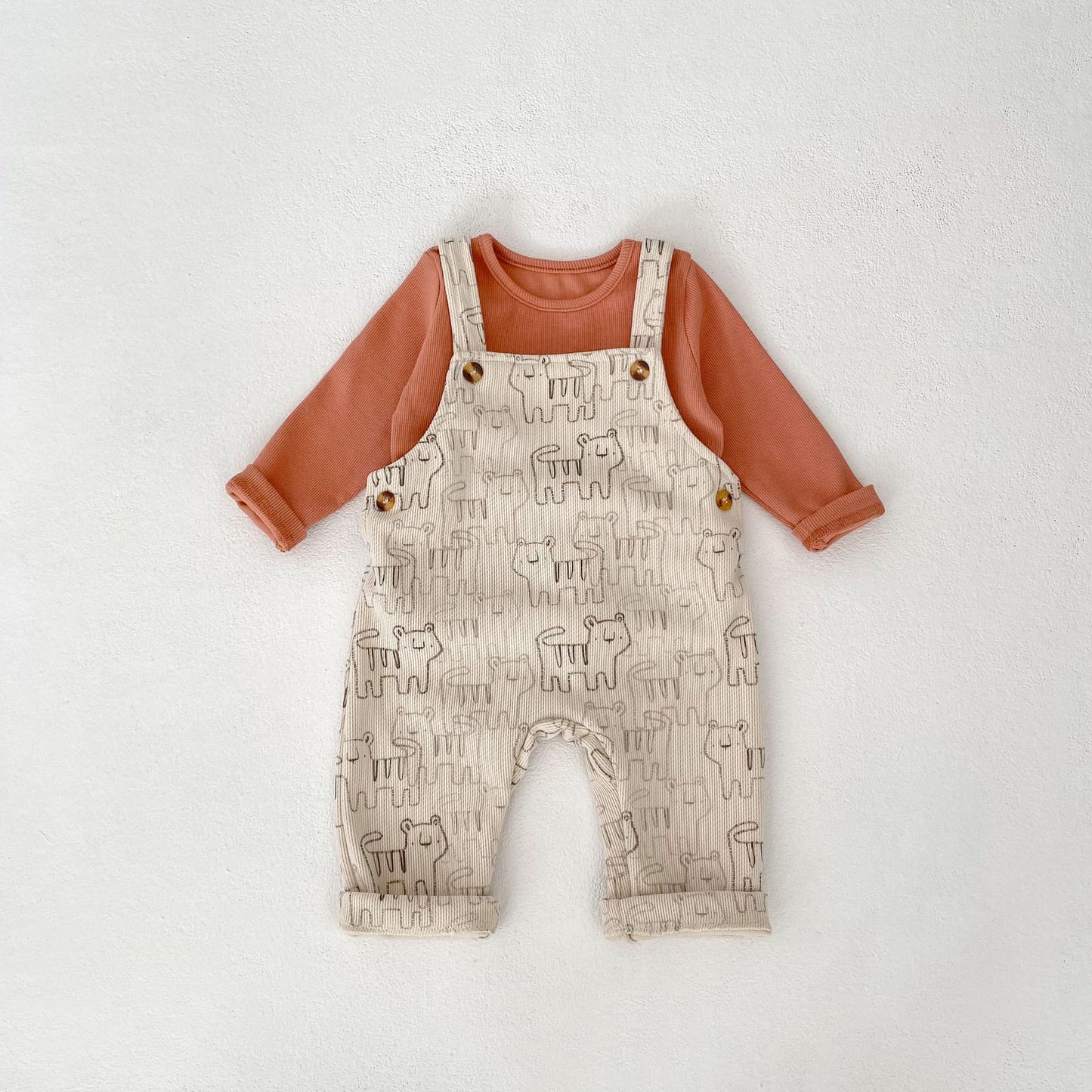 【BABY&KID】タイガー柄サロペット、無地トップスSK061011