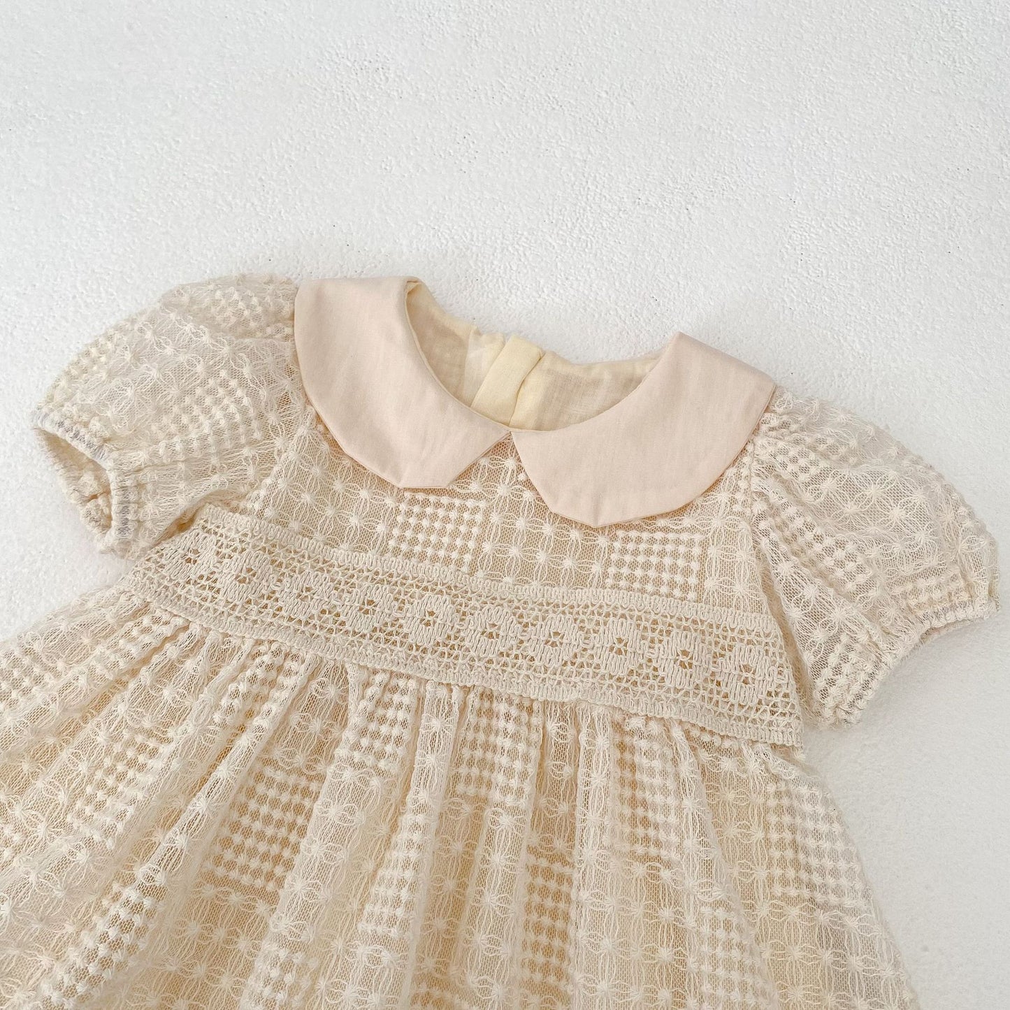 【BABY&KID】夏新作 パフスリーブ刺繡ワンピースSK063106