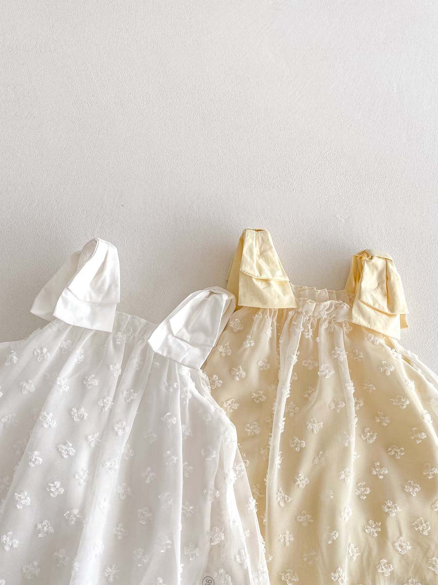 【BABY】夏新作 蝶結び刺繡可愛いロンパースSK081304