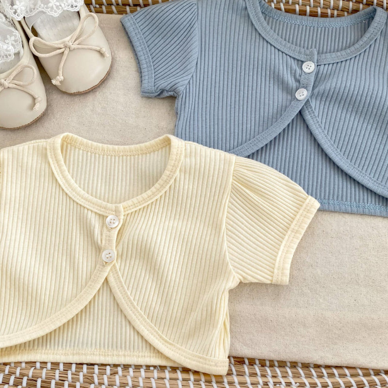 【BABY】夏新作 メッシュロンパース&カーディガンセットアップSK071908