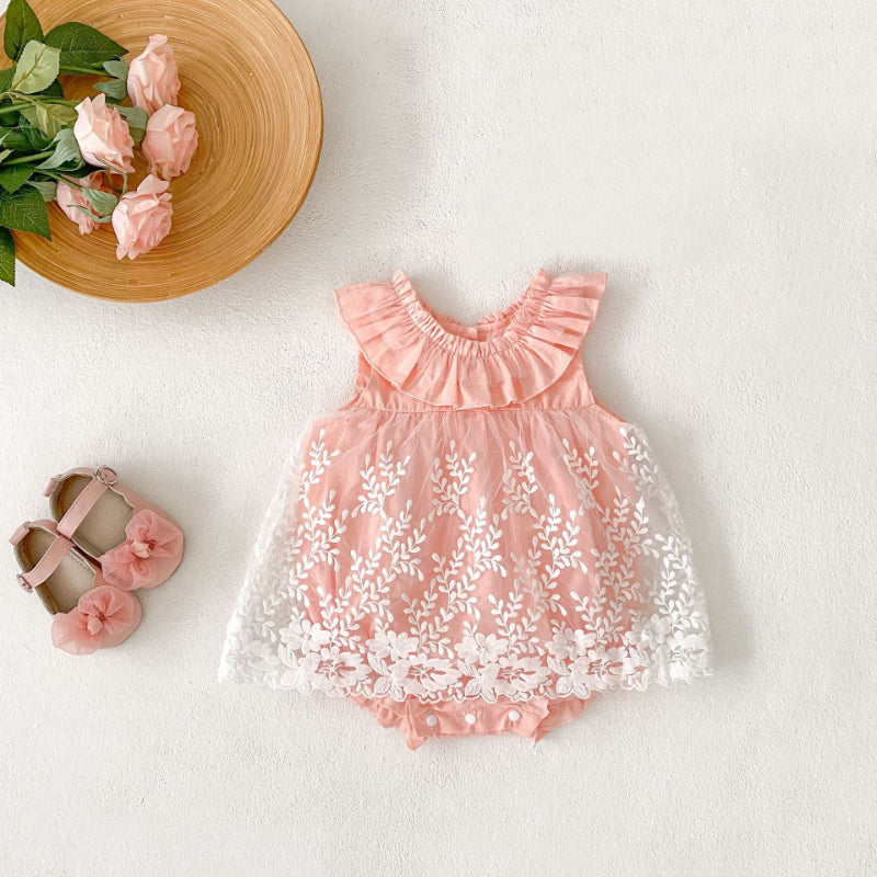 【BABY】夏新作 刺繍ソフトチュールロンパースSK081605