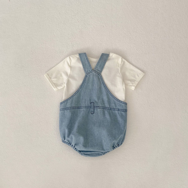 【BABY】夏新作 ハートデニムサロペットロンパースSK081510