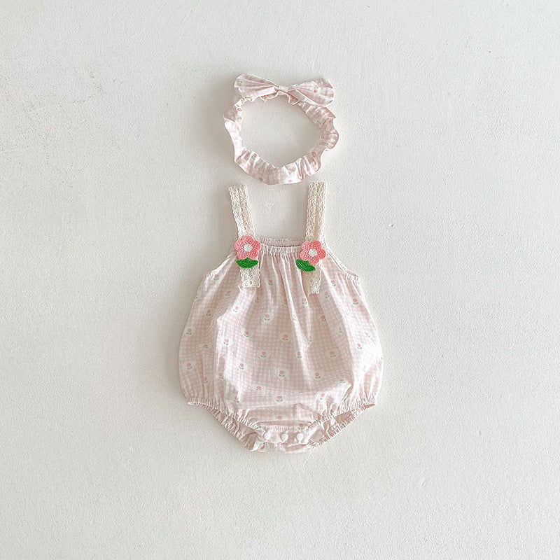 【姉妹服】夏新作 キャミフラワー柄ロンパース、ワンピースSK081633