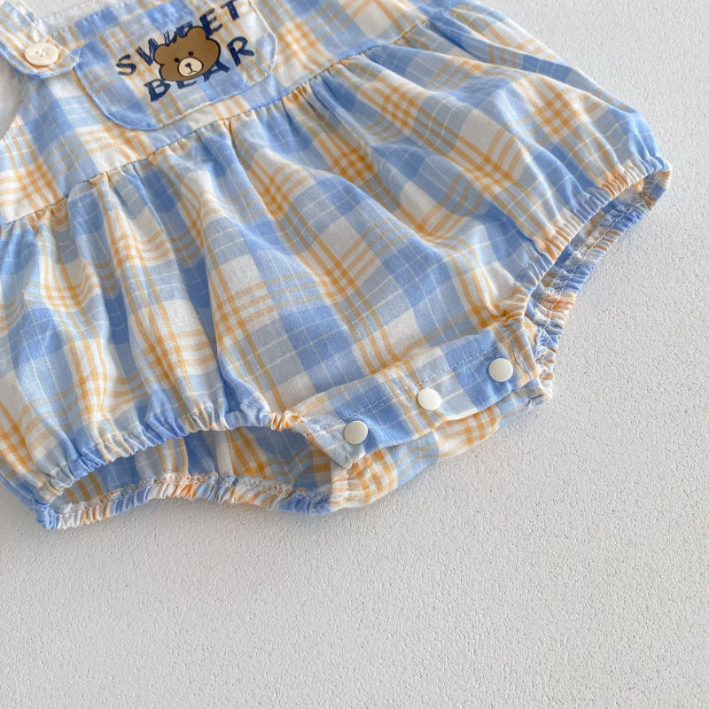 【BABY】夏新作 Sweet bearチェックロンパース、サロペットSK062910