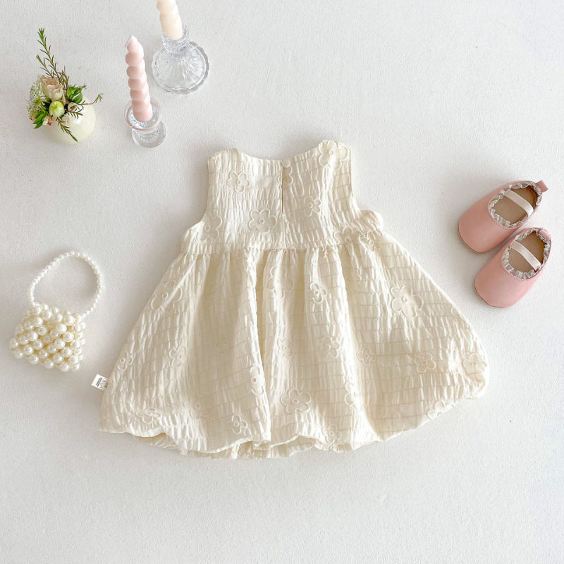 【BABY&KID】夏新作 立体フラワーノースリーブワンピースSK070507