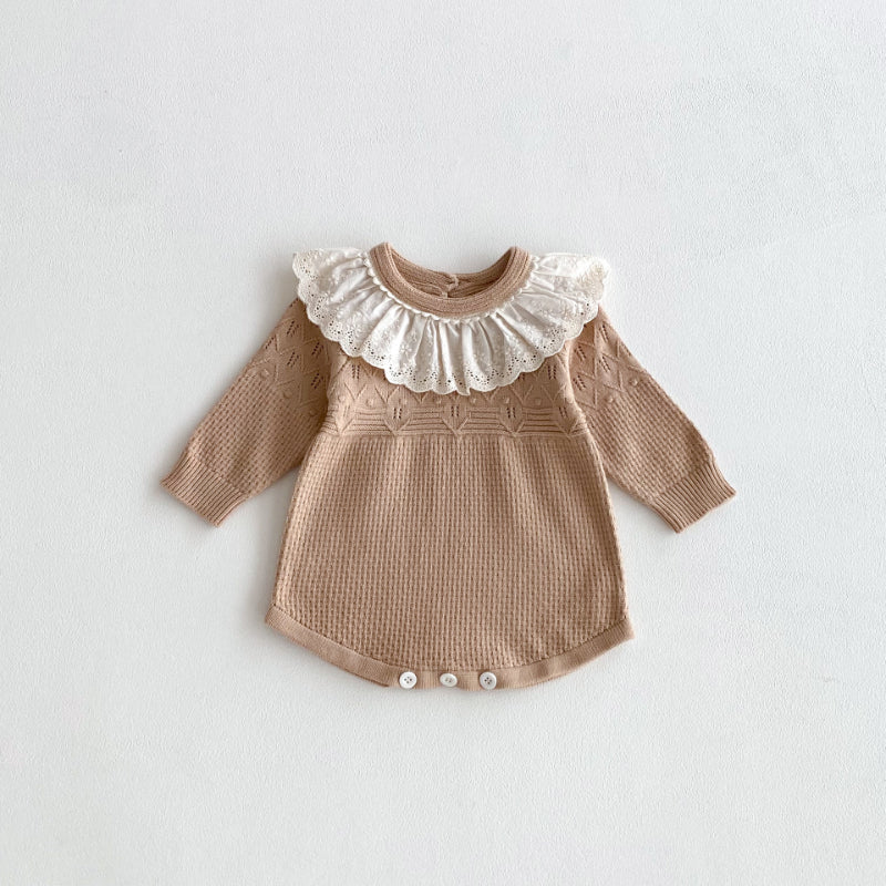 【BABY】レース襟ニットロンパースSK100306