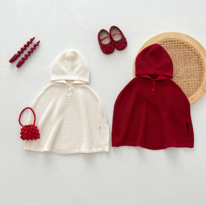 【BABY&KID】ガーリー フード付ニットポンチョSK101544