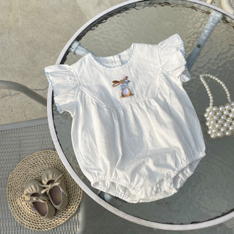 【BABY】夏新作 うさぎ刺繍ロンパースSK091705