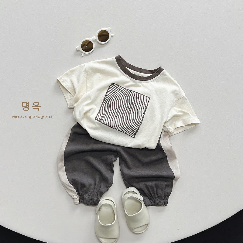 【BABY&KID】夏新作 コットンプリント半袖TシャツSK080808
