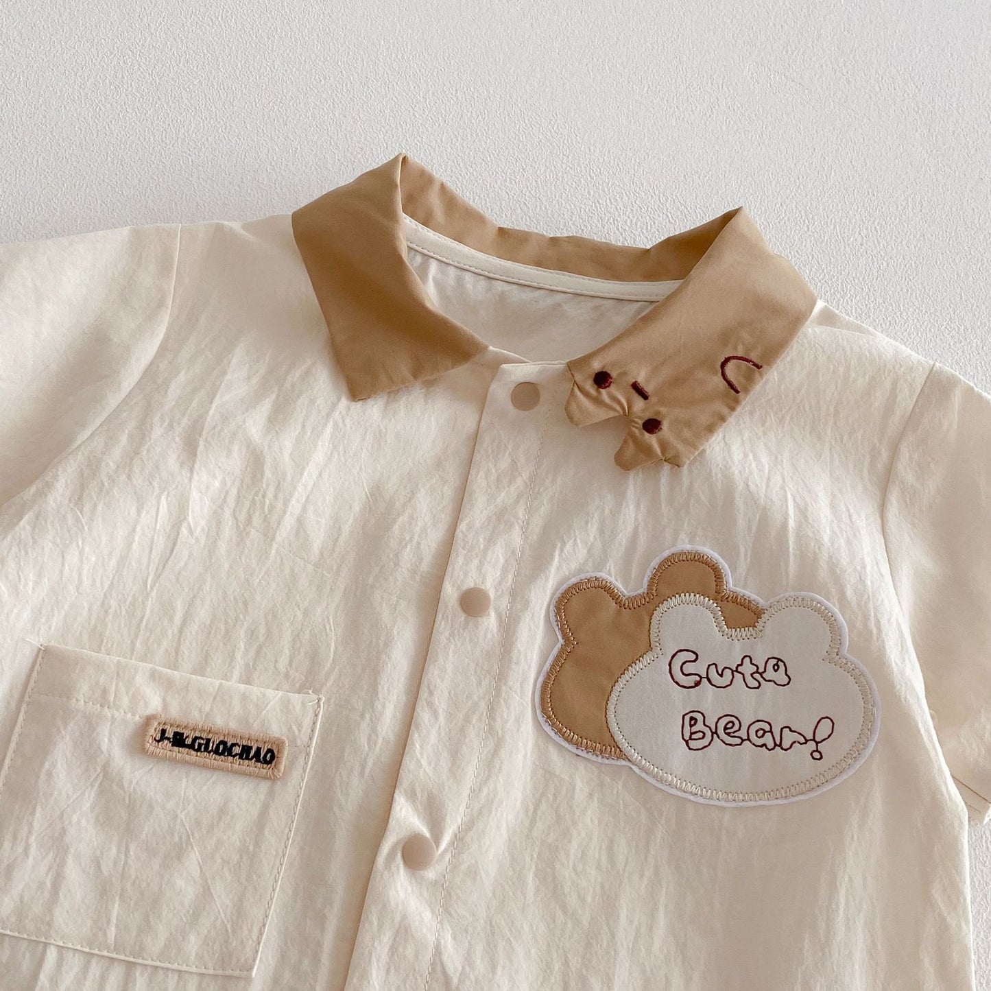 【BABY】夏新作 Cute bear刺繡ロンパースSK063102