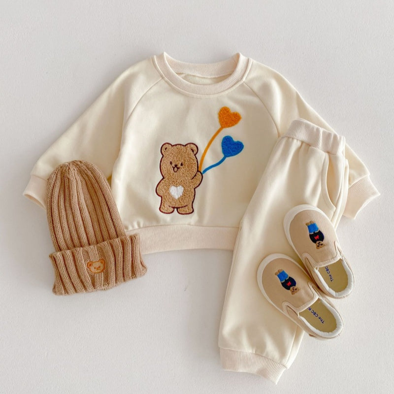 【BABY&KID】韓国風クマロゴカジュアルセットアップSK032204