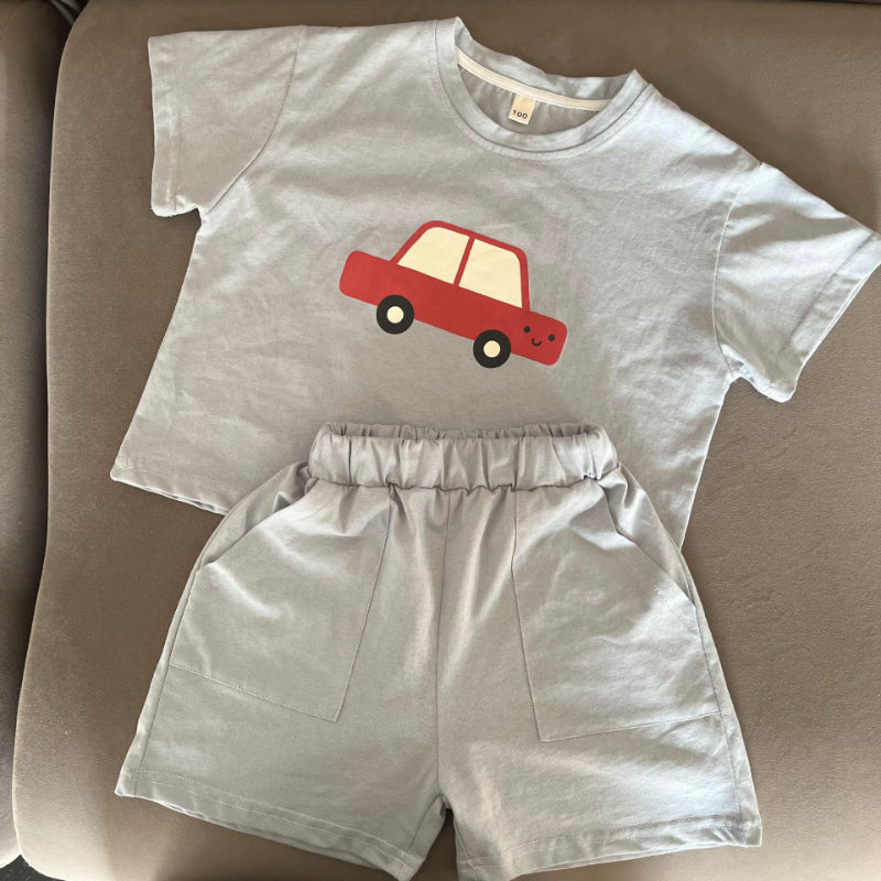 【BABY&KID】夏新作 カートゥーンカーセットアップSK063008